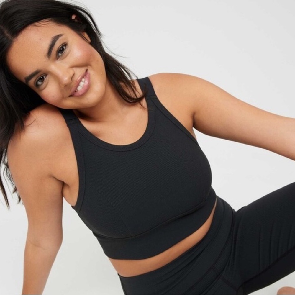 OFFLINE by aerie Ribbed High Neck Sports Bra